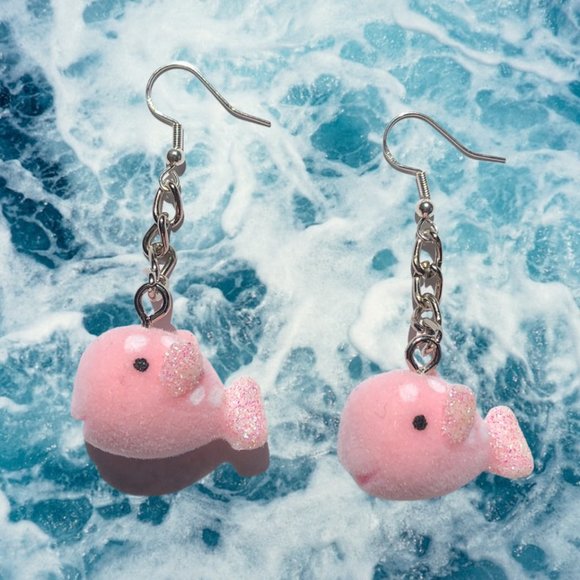 Pink Fish Earrings - Picture 1 of 4